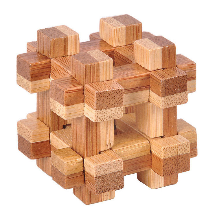 TIKTOK Amazon Hot Sale Bamboo educational toys Lu Ban lock educational jigsaw puzzle game bamboo 3D puzzle