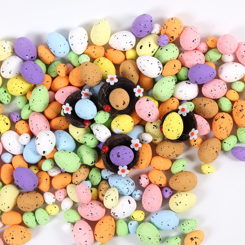 100 Pieces Assorted Foam Easter Eggs Speckled Eggs DIY Craft for Easter Wreath Home Party Decoration