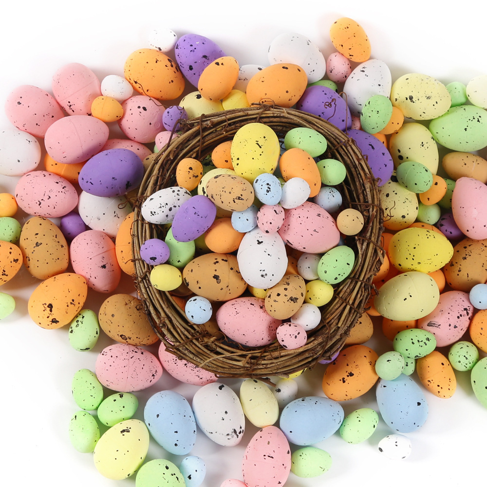 100 Pieces Assorted Foam Easter Eggs Speckled Eggs DIY Craft for Easter Wreath Home Party Decoration