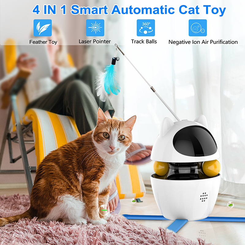 Tumbler Cat Toy Electric Smart Auto Pet Teaser Rotating Feather Toys Innovative Custom Automatic Interactive Cat Laser Toy