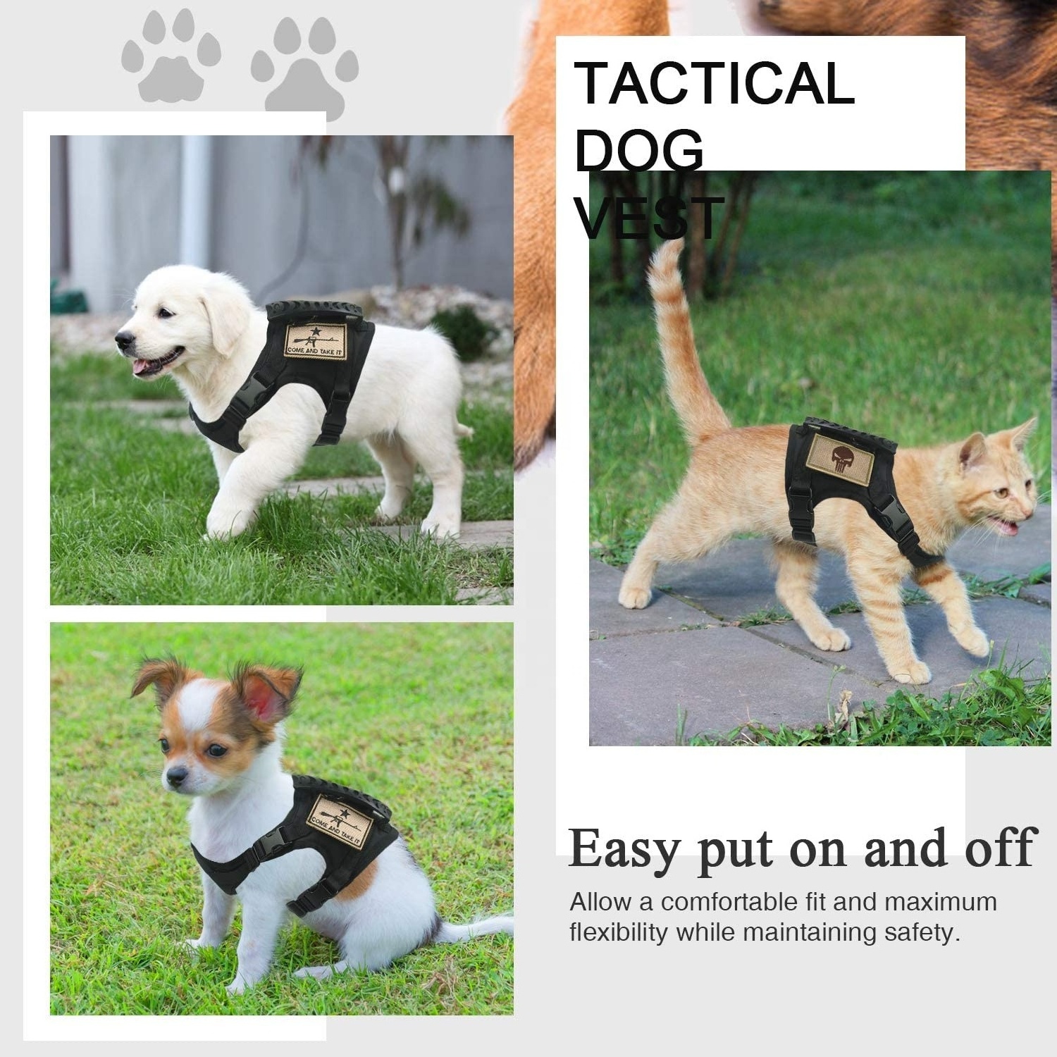 Cat tactical harness, Small pet dog harness vest