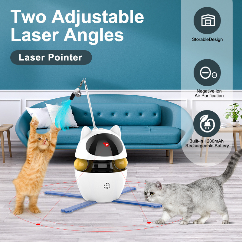 Tumbler Cat Toy Electric Smart Auto Pet Teaser Rotating Feather Toys Innovative Custom Automatic Interactive Cat Laser Toy