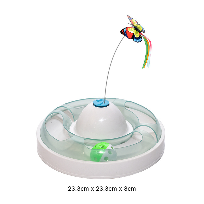 Manufacturer wholesale electric smart cat round toy with butterfly