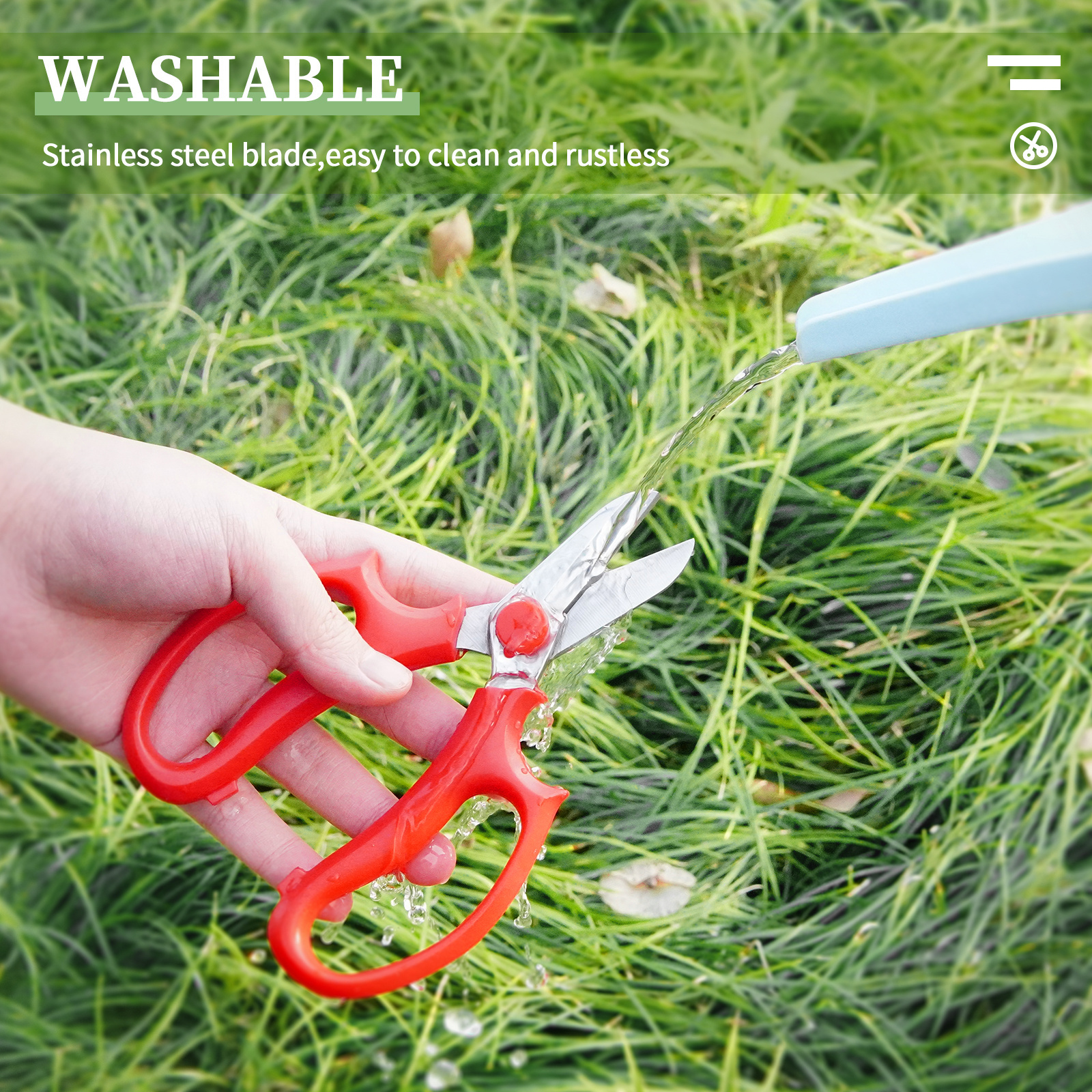 Floral garden scissors stainless steel blade  pruning sheer for plants  flower stem cutter PP handle washable material