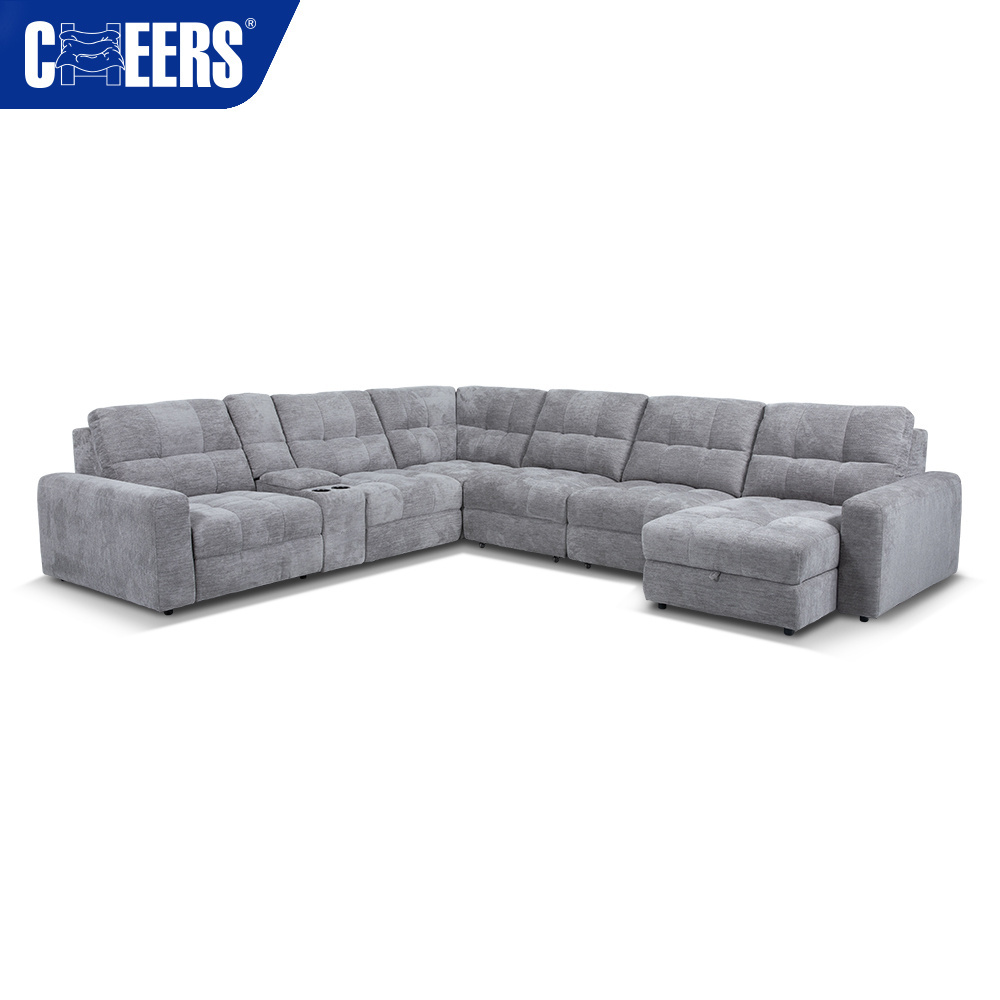 MANWAH CHEERS Fabric Sectional Sofa Set Furniture Modular Recliner Sofa with Storage for Electric Sofa Bed Living Room Set