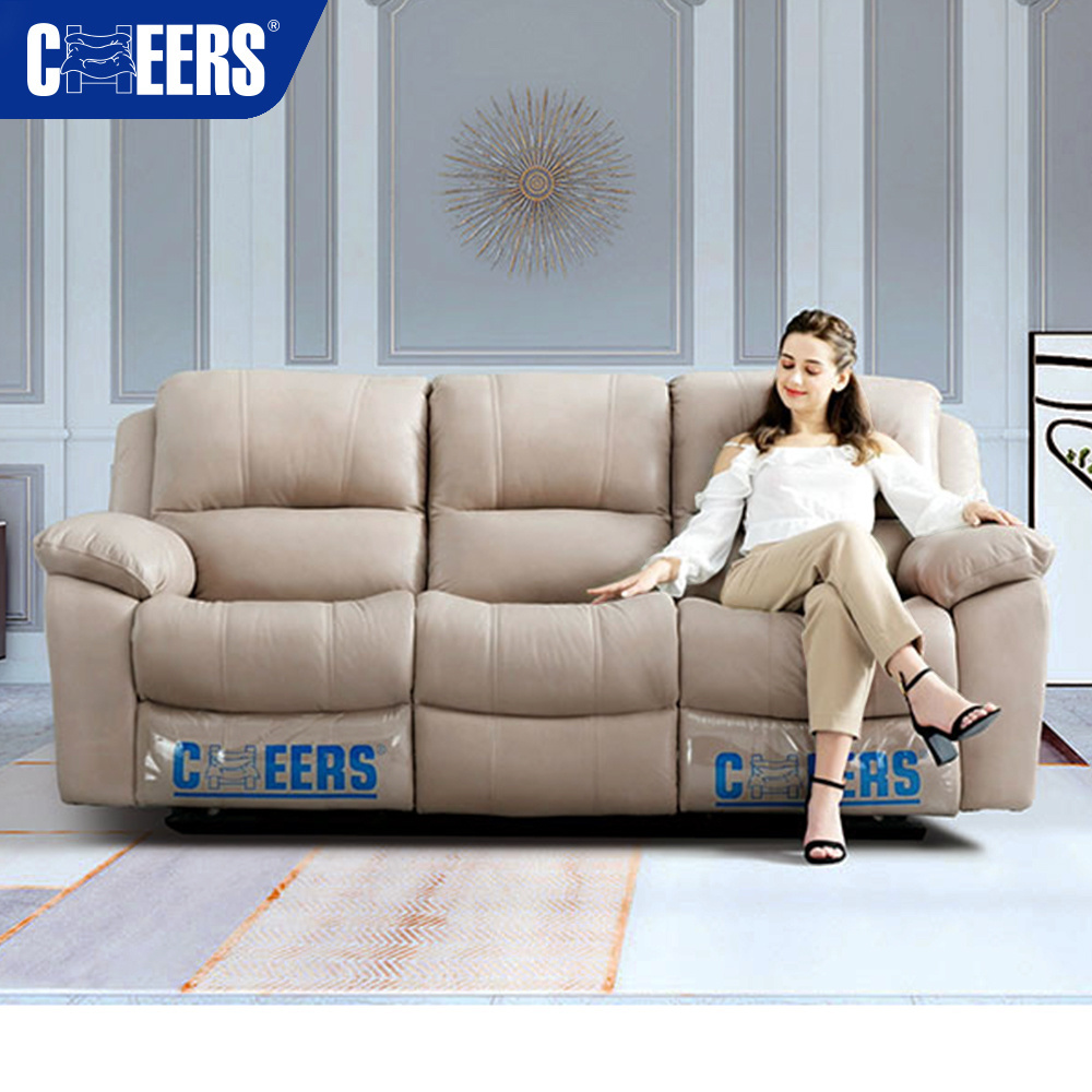 MANWAH CHEERS High Quality Leisure Zero Gravity Genuine Leather Section Extendable Power Recliner Couch Sofa