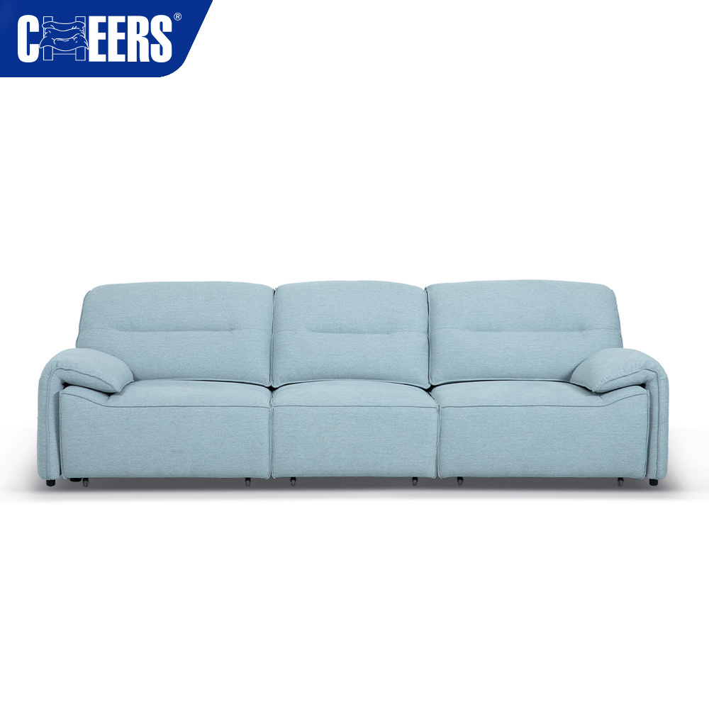 Manwah Cheers Knitted Fabric New Design Multi-functional 3 Seat Living Room Electric Sofa Bed