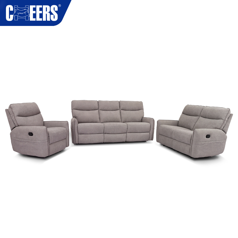 MANWAH Fabric Modern Upholstered Manual Reclining Living Room Recliner 3+2+1 Seat Sofa Set Divan Sofa