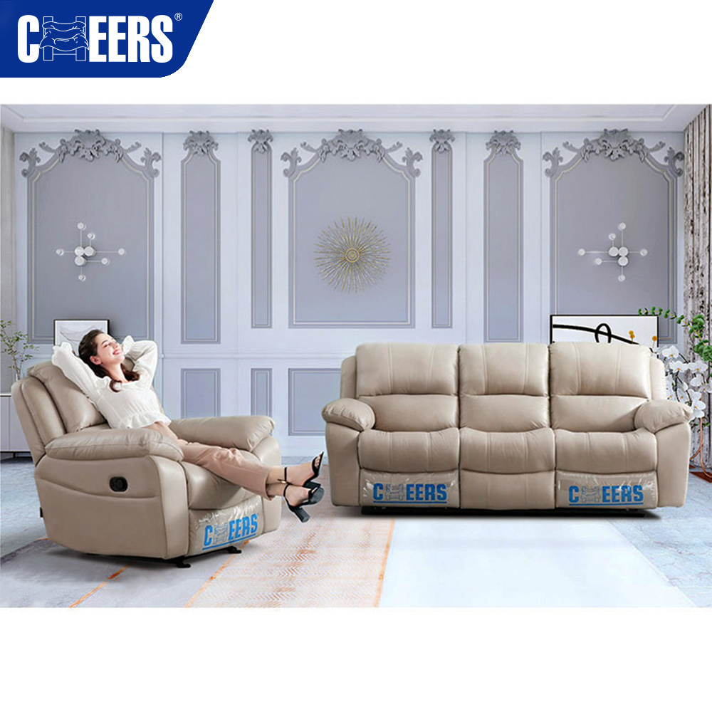 MANWAH CHEERS High Quality Leisure Zero Gravity Genuine Leather Section Extendable Power Recliner Couch Sofa