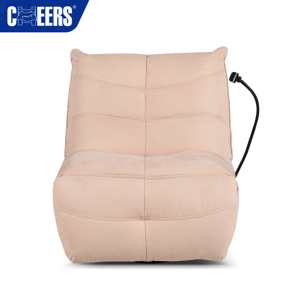 MANWAH CHEERS Pink Fabric Manual Recliner Bean Bag Sofa Swivel Rocking Chair With Phone Holder