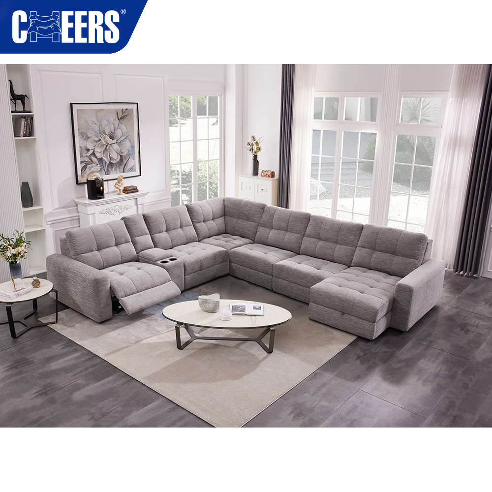 MANWAH CHEERS Fabric Sectional Sofa Set Furniture Modular Recliner Sofa with Storage for Electric Sofa Bed Living Room Set