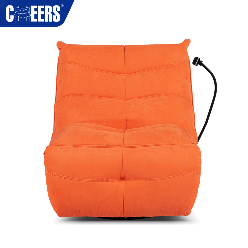 MANWAH CHEERS Orange Fabric Lazy Bean Bags Recliner Chair Swivel Rocking Sofa for Living Room Furniture