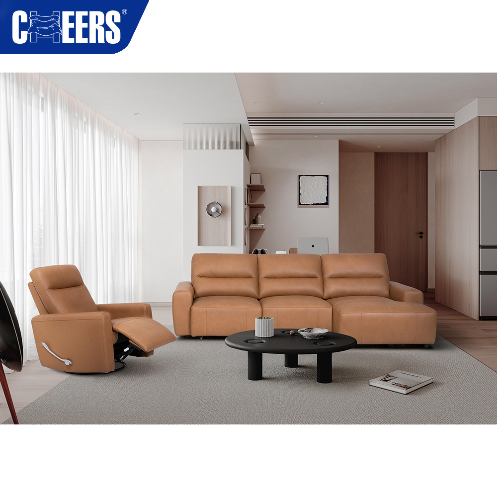 MANWAH CHEERS  3 1 Seater Sectional Recliner Leather Sofa Living Room Furniture Modern Multi-functional Sofa Bed