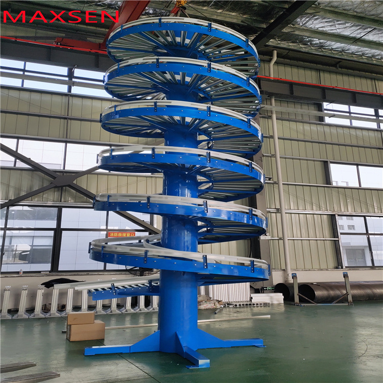 Gravity rollers spiral  conveyor conveying system automatic pallet conveyor for boxes packing industry