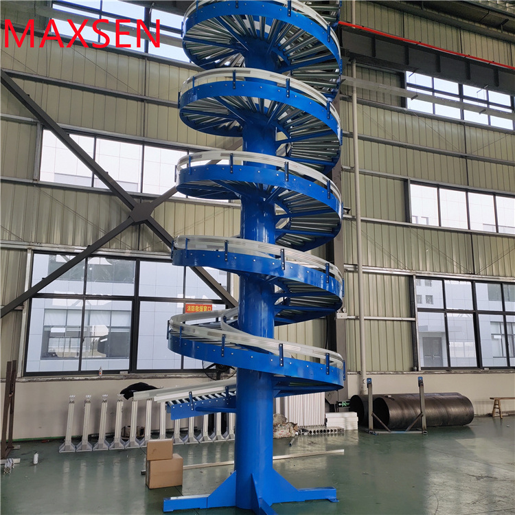 Gravity rollers spiral  conveyor conveying system automatic pallet conveyor for boxes packing industry