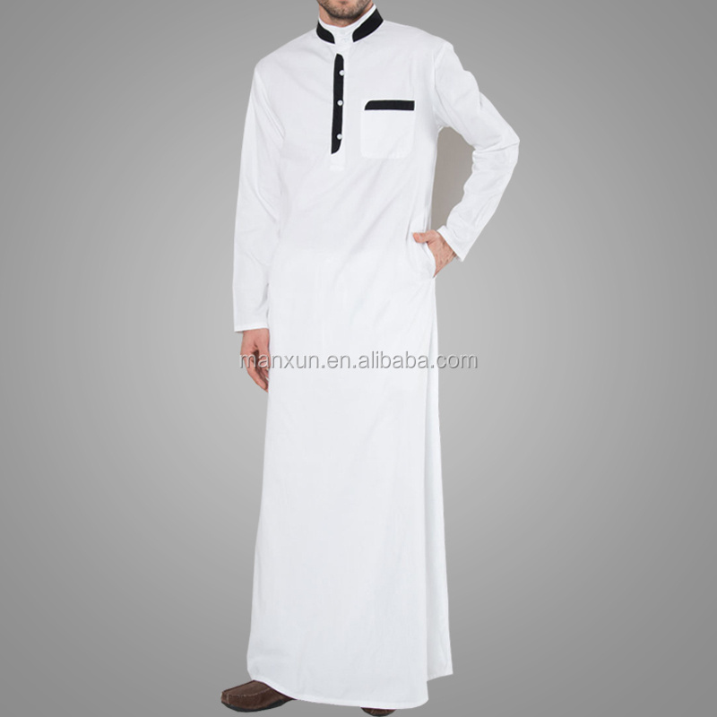 Top Quality Daffah Muslim Mens Basic Thobe Arab Daffah Thobe With Chest Pocket Islamic Clothing Thawb