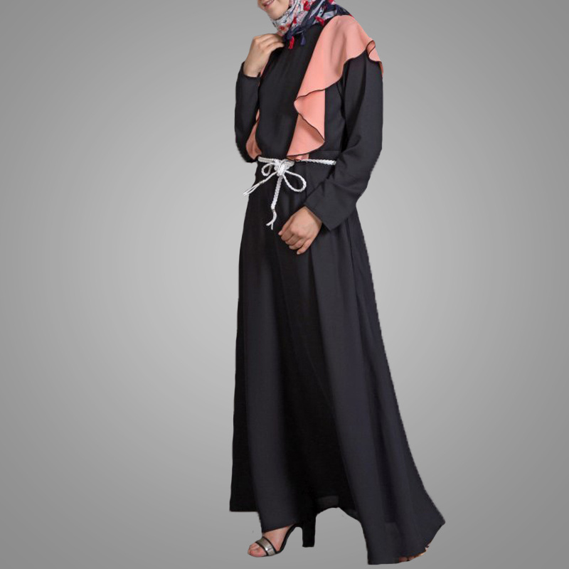 Latest Burqa Designs New Model Dubai Clothing Long Sleeve Frill Abaya OEM Service Modest Muslim Dress Manxun Abaya Women