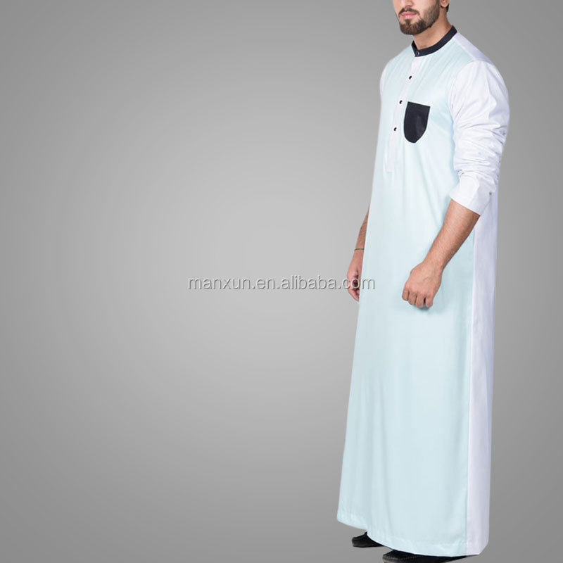 Latest Burqa Design Islamic Style Long Sleeve Muslim White Men Thobes Daffah Thobe Jubba Long Saudi Thobes Arabic Gown /Robes