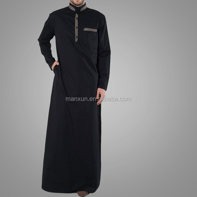 Top Quality Daffah Muslim Mens Basic Thobe Arab Daffah Thobe With Chest Pocket Islamic Clothing Thawb