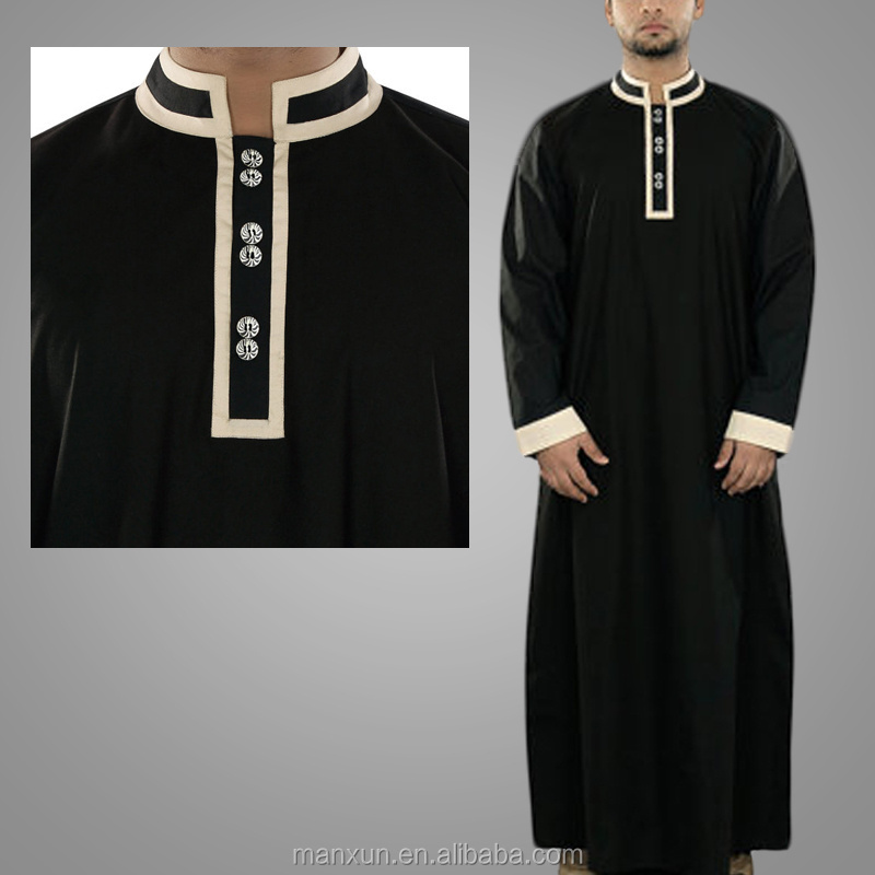 Islamic Moroccan Thobe for Men 2016 Bulk Wholesale with Popular Button in Neck