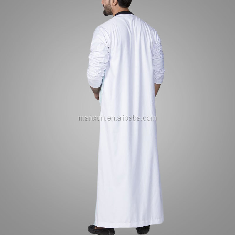 Latest Burqa Design Islamic Style Long Sleeve Muslim White Men Thobes Daffah Thobe Jubba Long Saudi Thobes Arabic Gown /Robes