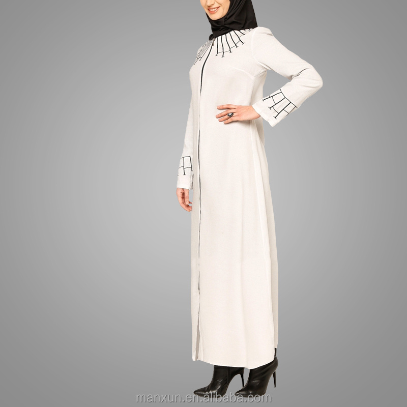 2016 new white long abaya dress Islaa muslim dress tudung malaya islamic dress jilbab for women dubai abay