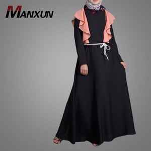 Latest Burqa Designs New Model Dubai Clothing Long Sleeve Frill Abaya OEM Service Modest Muslim Dress Manxun Abaya Women