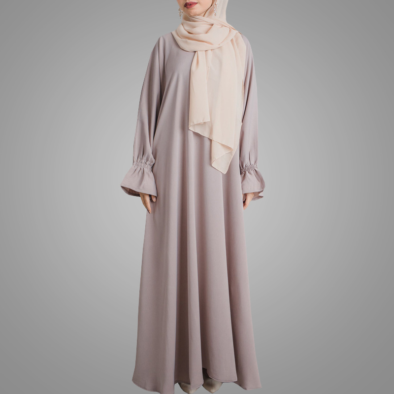 Basic Style Closed Abaya Flared Sleeve Abaya Dress Arab Eid Burqa Dress Islamic Clothing Muslim Women Jilbaya Maxi Gown