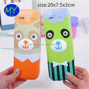 Factory hot sales cute tin 2 layer pencil case of bottom price