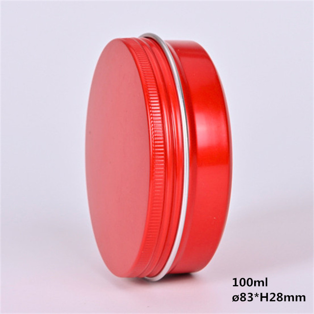 Hot sale 100ml 100g 83x28mm round empty red aluminum jar aluminum tin with lid for beard cream lid balm shoe cream hair oil