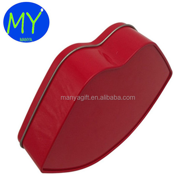 CE certified professional imprinted blank labiate lip shaped tin box from China supplier