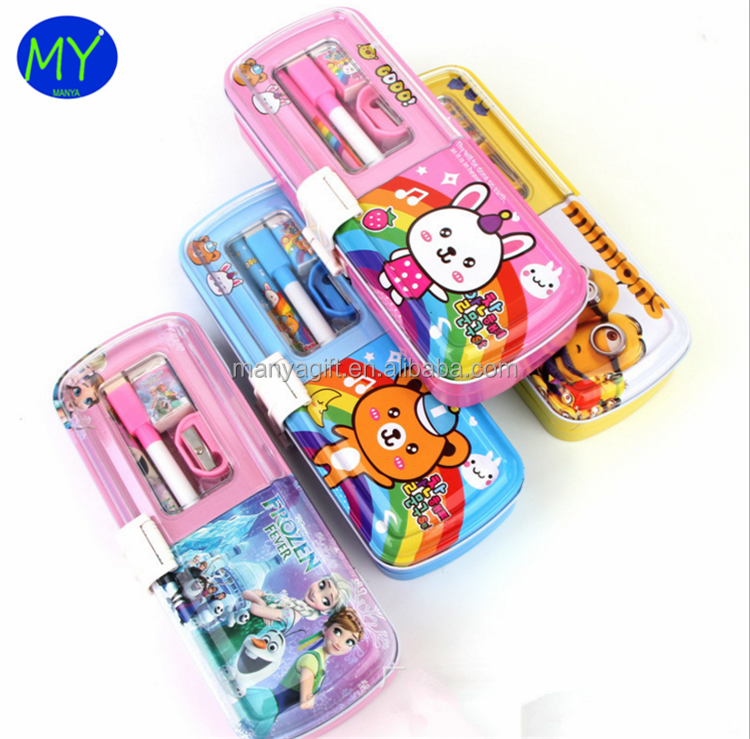 Factory hot sales 3 layer tin pencil case of bottom price