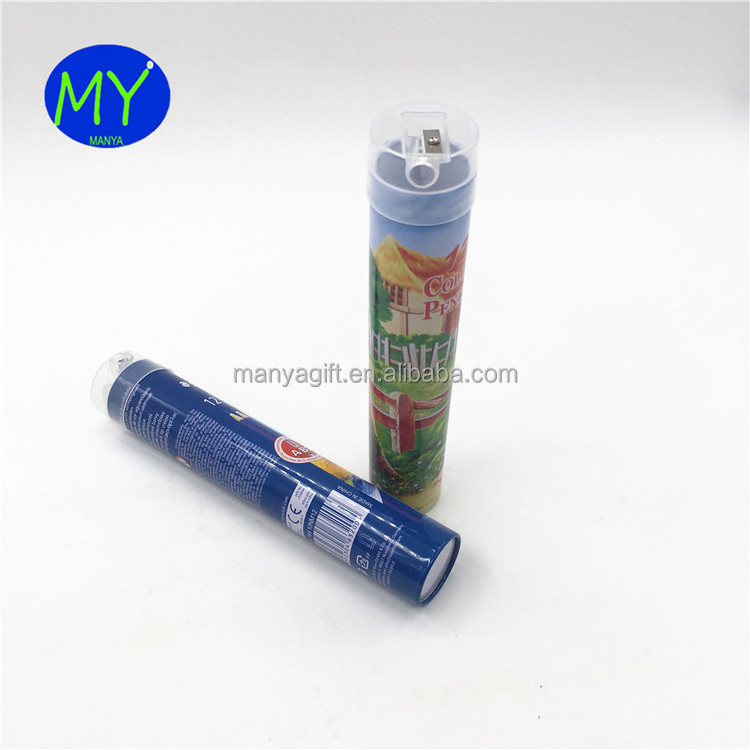 Wooden color pencils in ruler tube tin box