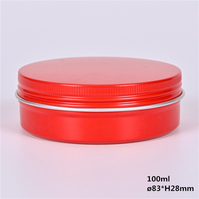 Hot sale 100ml 100g 83x28mm round empty red aluminum jar aluminum tin with lid for beard cream lid balm shoe cream hair oil