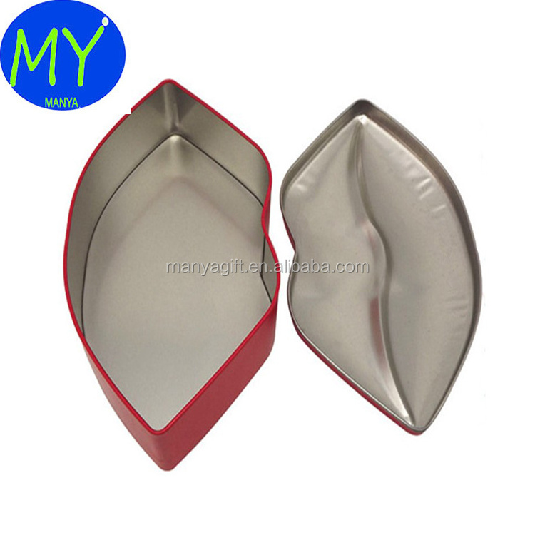 CE certified professional imprinted blank labiate lip shaped tin box from China supplier