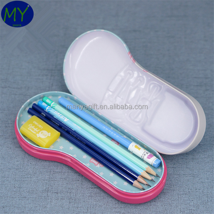 Factory hot sales shoe shaped tin pencil case of bottom price