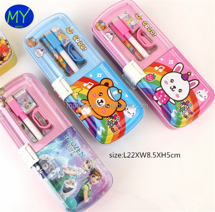 Factory hot sales 3 layer tin pencil case of bottom price