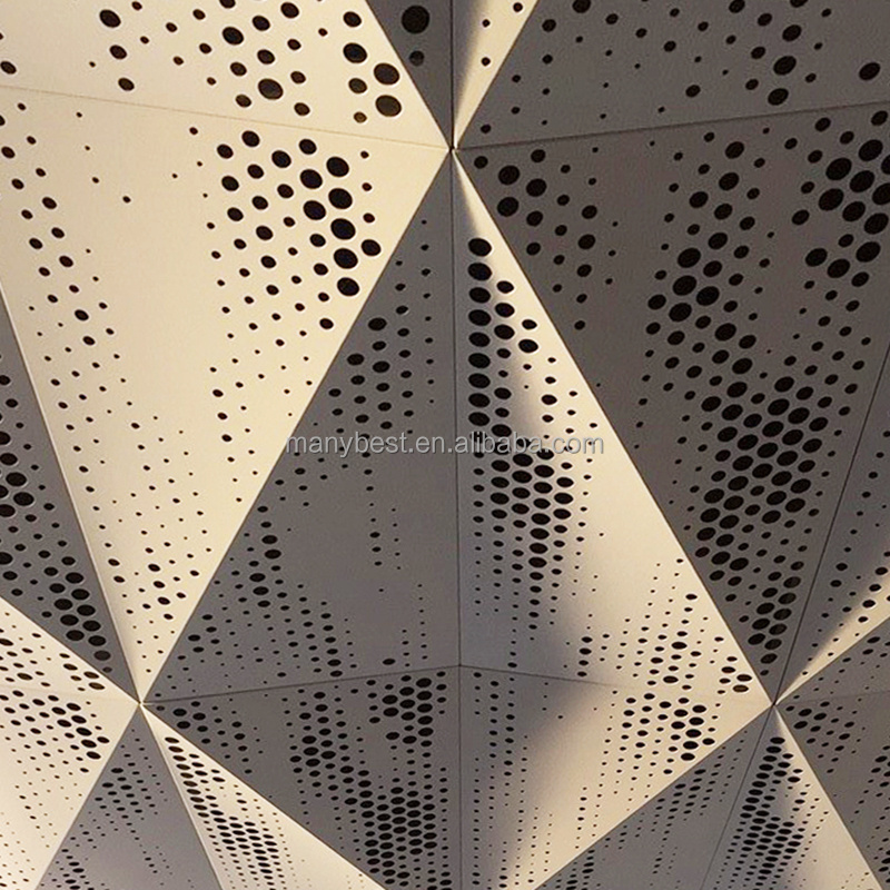 Acoustic ceiling design solution custom metal works 3D  perforated panel