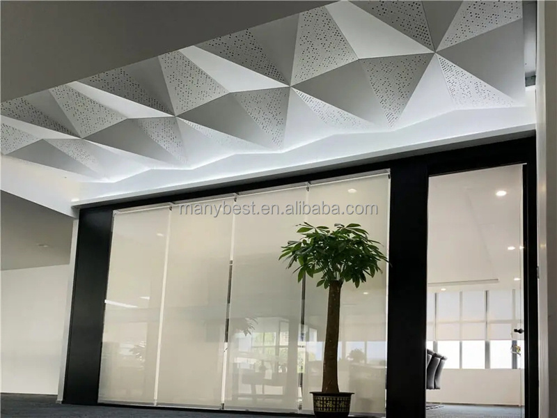 Acoustic ceiling design solution custom metal works 3D  perforated panel