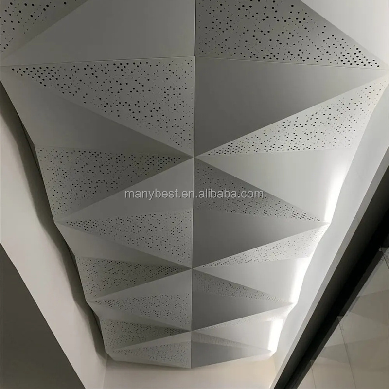 Acoustic ceiling design solution custom metal works 3D  perforated panel