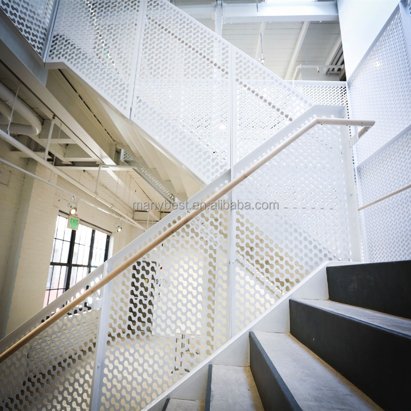 Office Interior Deocrative Aluminum Perforated Black Metal Stair Railing