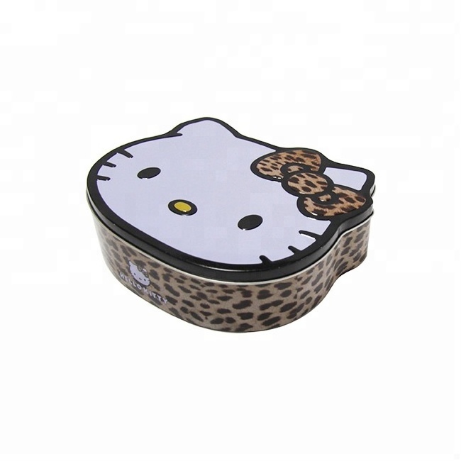 cat head shape cute candy packaging tin box