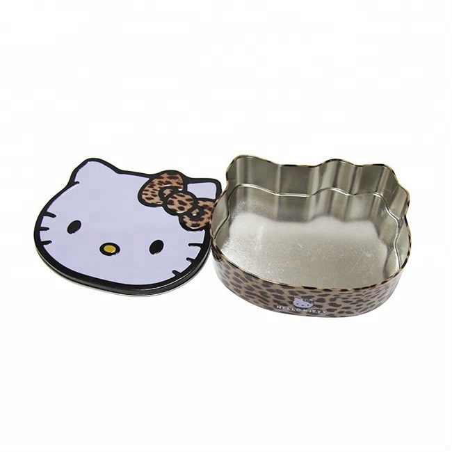 cat head shape cute candy packaging tin box