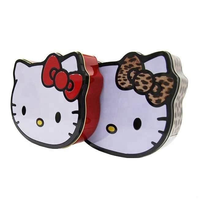 cat head shape cute candy packaging tin box