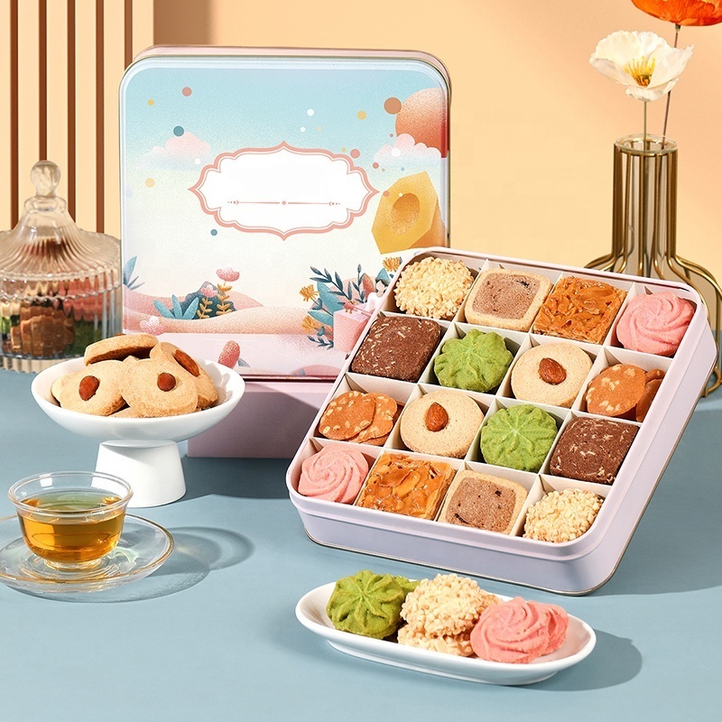 New Design Christmas Food Grade Candy Square Container Gift  Metal Biscuit Cake Cookie Tin Box