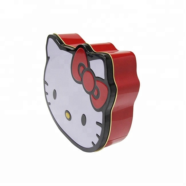 cat head shape cute candy packaging tin box