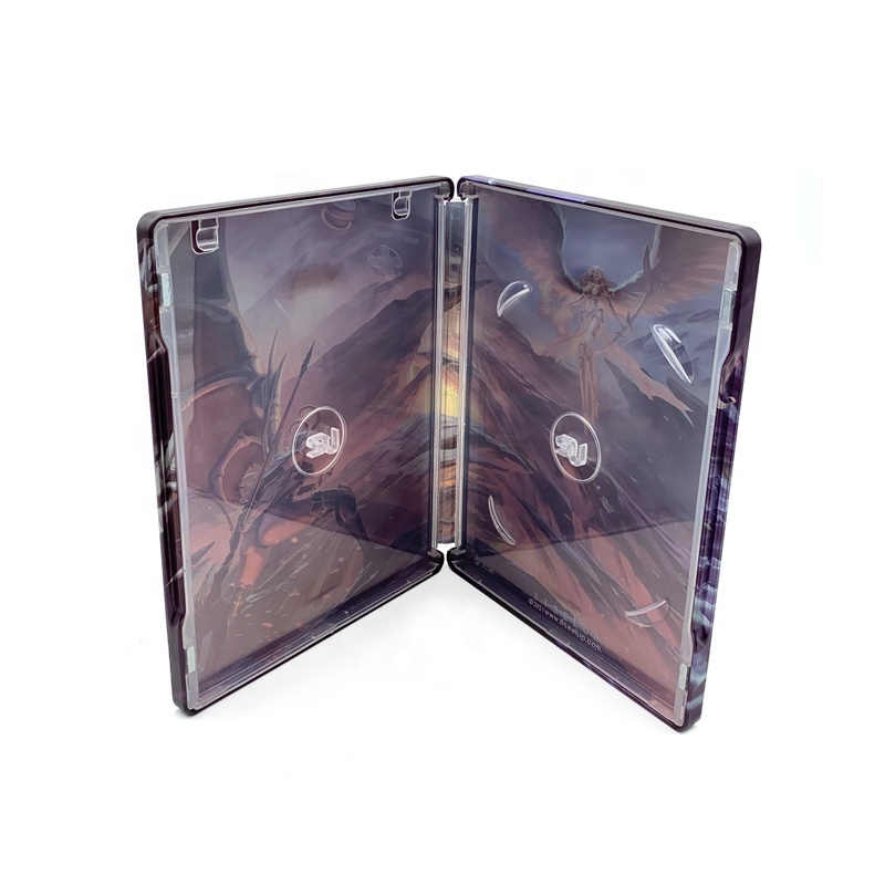 Rectangular CD /VCD /DVD Industrial Use Single 1 pieces DVD/ CD tin case with PP injection tray inside