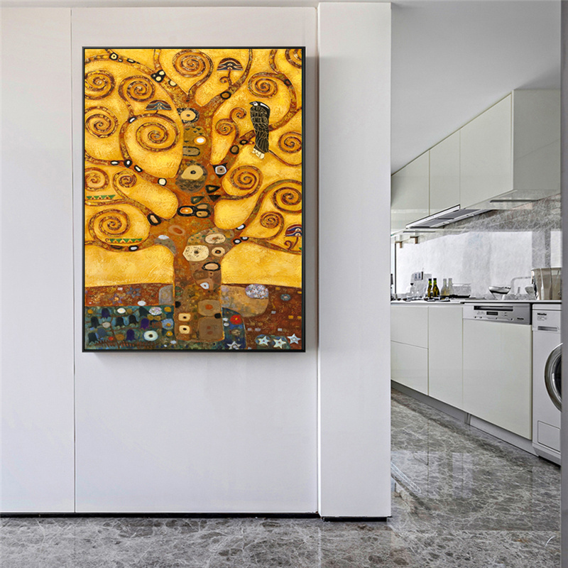 Famous Painting Gustav Klimt Tree Of Life Wall Art Pictures  Oil painting For Home Decor Cuadros Living Room Decoration Canvas