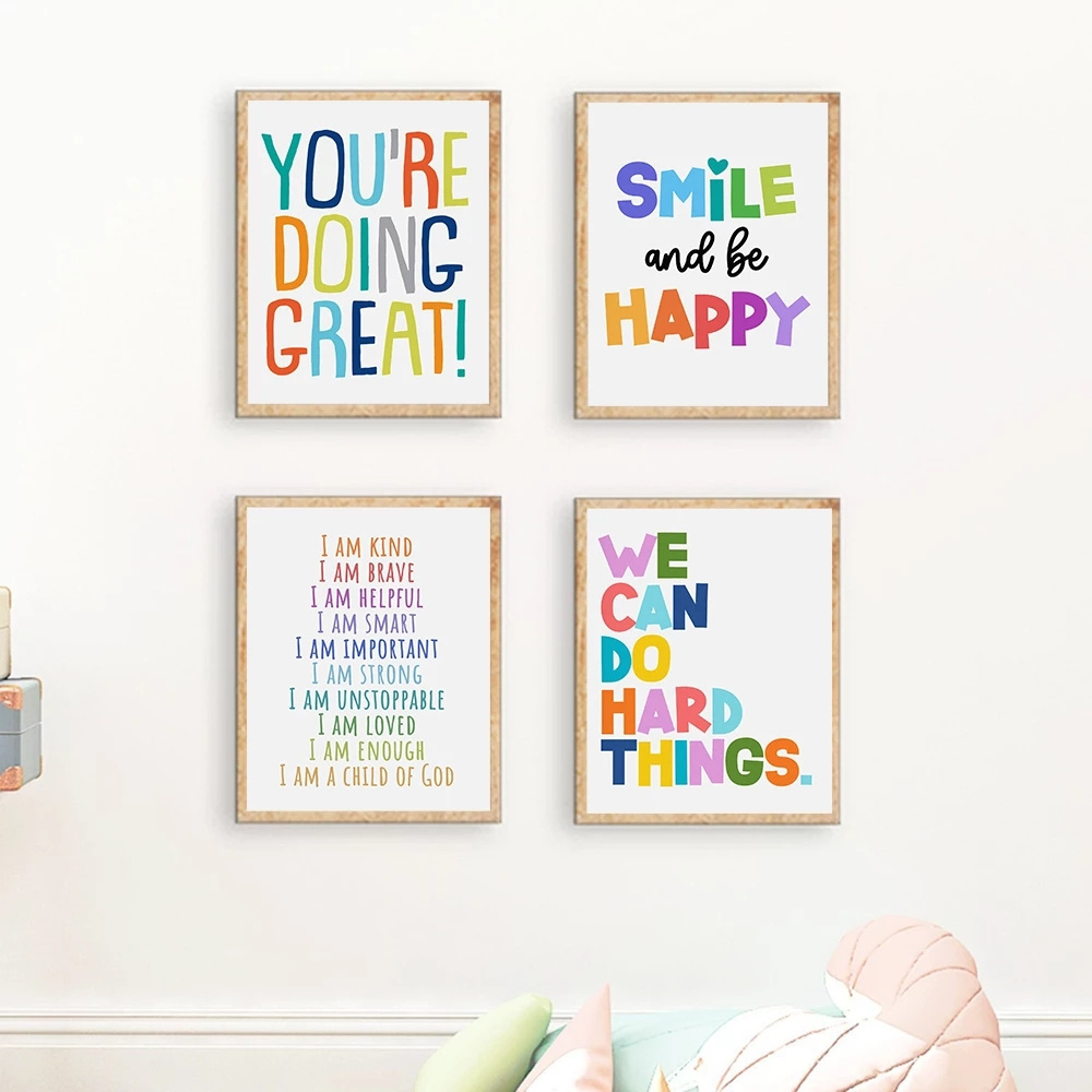 Positive Kid Classroom Wall Picture Inspirational Poster Education Playroom Motivational Art Canvas Painting Child Bedroom Decor