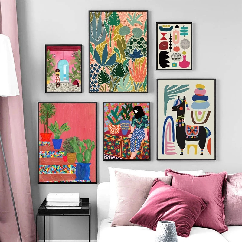 Modern Multicolored Abstract Garden PLants Wall Art Canvas Painting Picture Posters and Prints Gallery Aisle Unique Home Decor